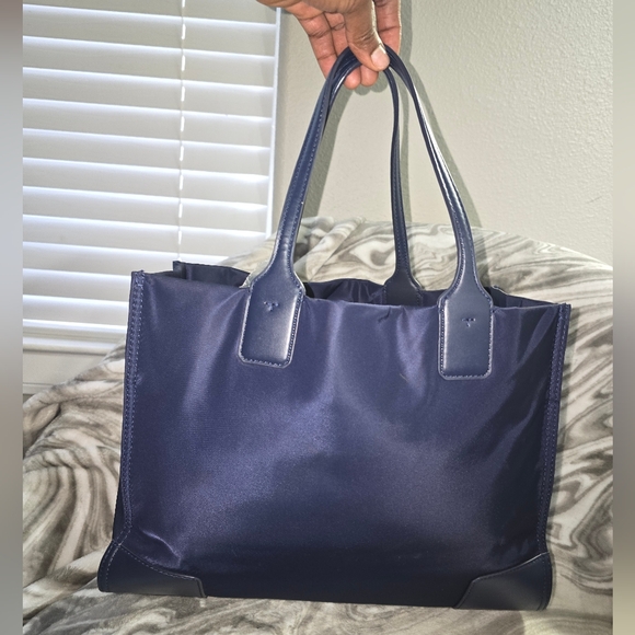 Tory Burch Nylon Leather Tote Bag (Navy Blue) - Picture 3 of 11